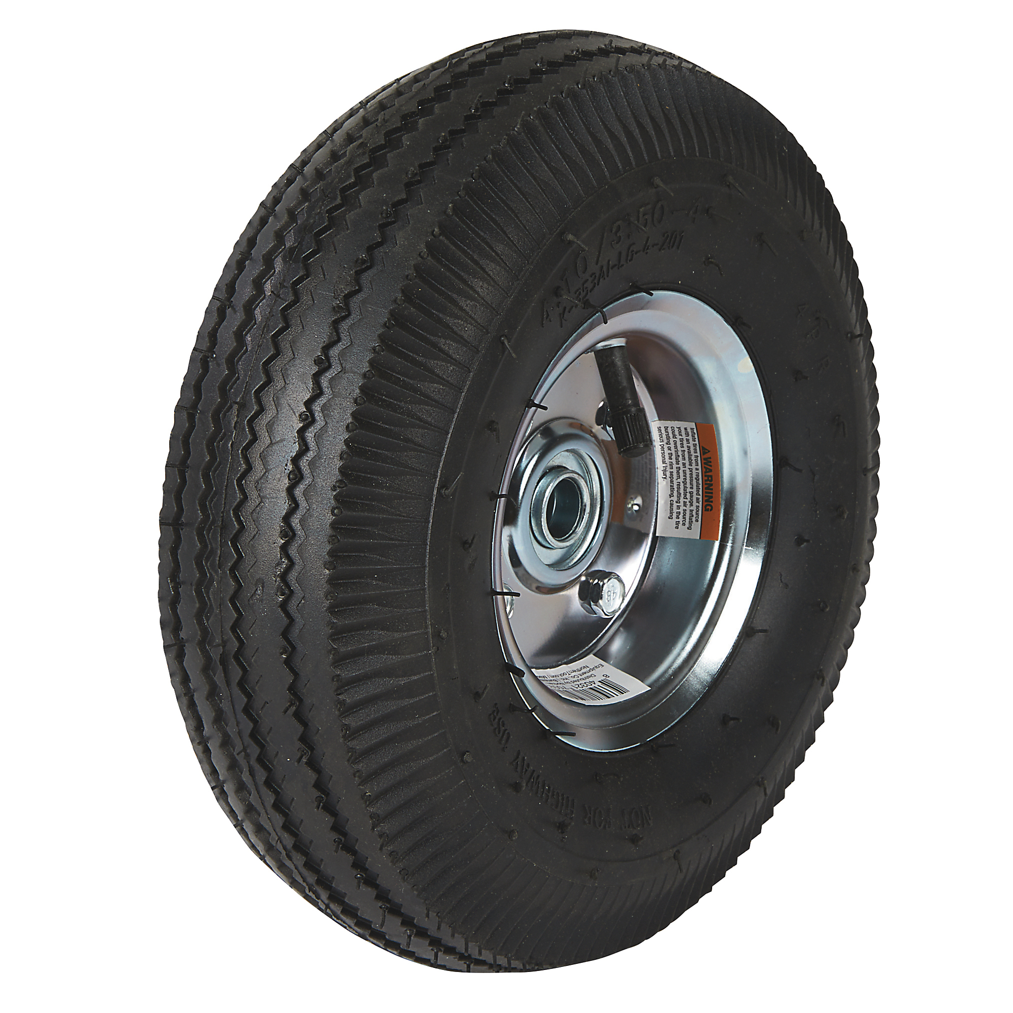 Ironton 10in. Sawtooth Pneumatic Tire, 4.10/3.50-4, 4 Bolt Holes
